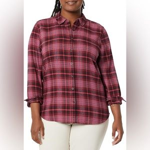 NWT XL Goodthreads Women's Brushed Flannel Drop-Shoulder Long-Sleeve Shirt